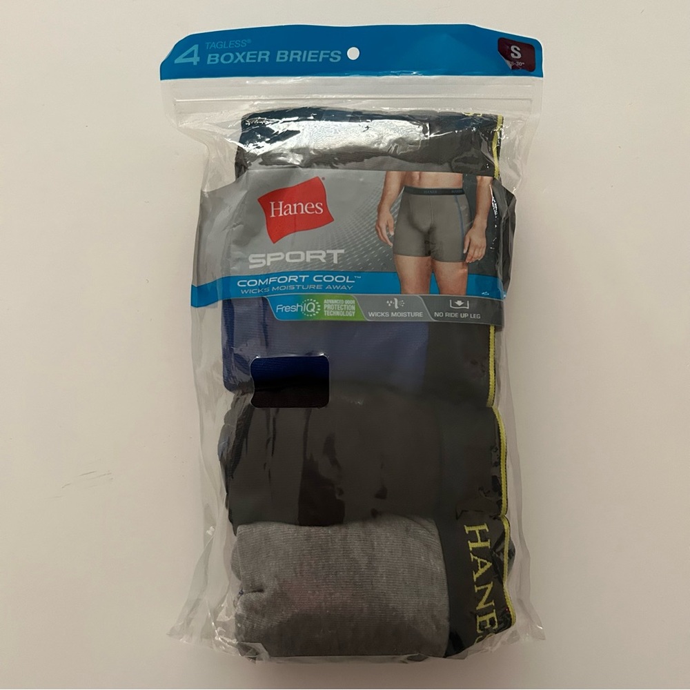 Men’s 4 pack Hanes sport comfort control Boxer Briefs size Small